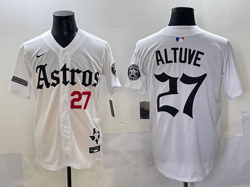 Men 2025 Houston Astros #27 Altuve White Five generations Joint Name Nike MLB Jersey style 9->chicago white sox->MLB Jersey